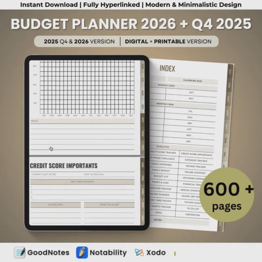 Budget Planner 2026 + FREE Bonus Q4 2025